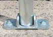 Close up of parking post base plate 
