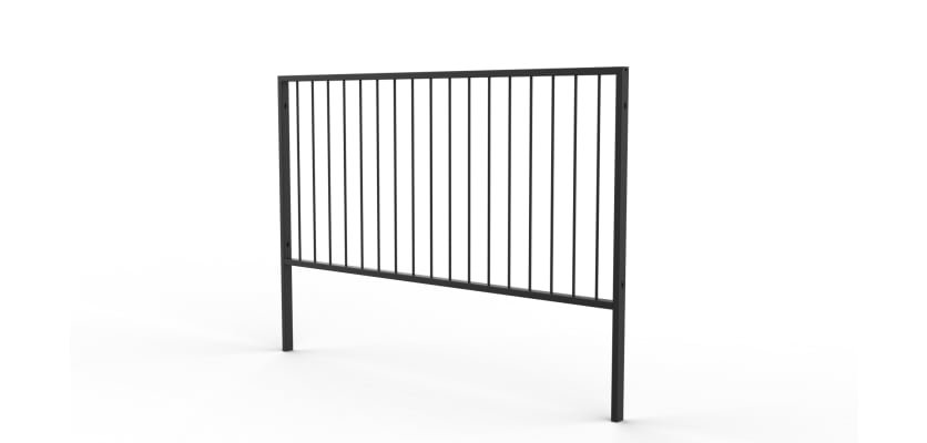 2.0m Wide PG1 Pedestrian Guard Railing with Black PPC Finish - Standard Infill