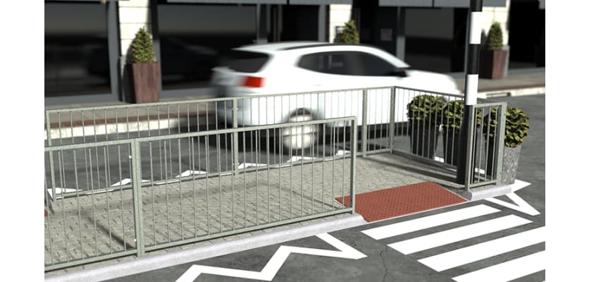 PG guard railings installed at a pedestrian crossing