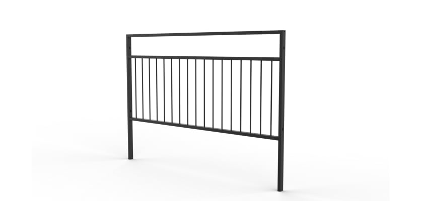 2.0m Wide PG2 Pedestrian Guard Railing with Standard Infill - Black PPC Finish