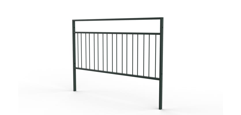2.0m Wide PG2 Pedestrian Guard Railing with Single Stagger Infill - Green PPC Finish