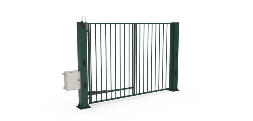 FFL 60S Manual Vertical Bar Single Leaf Gate in a Green finish