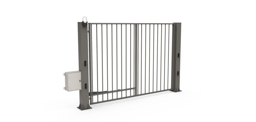 FFL 60S Manual Vertical Bar Single Leaf Gate in a Stone Grey finish