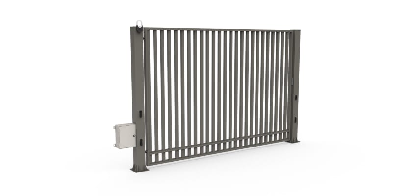 Stone Grey FFL 80S Single Leaf Vertical Bar Swing Gate with Automation Bundle