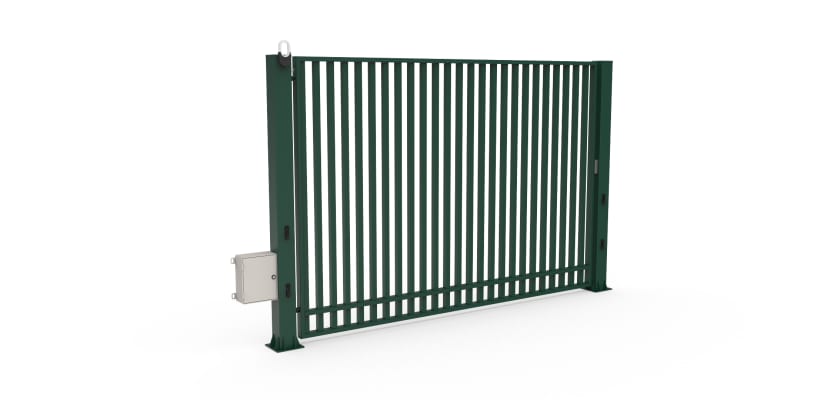 Green FFL 80S Single Leaf Vertical Bar Swing Gate with Automation Bundle