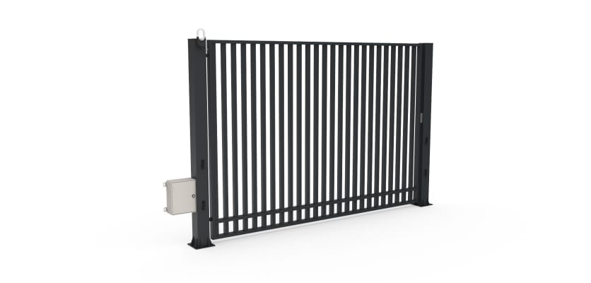 FFL 80S Single Leaf Vertical Bar Swing Gate with Automation Bundle in Anthracite Grey