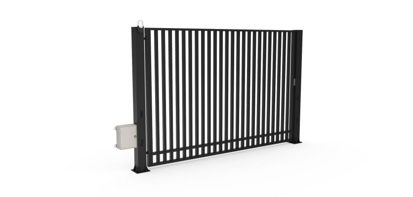 Black FFL 80S Single Leaf Vertical Bar Swing Gate with Automation Bundle