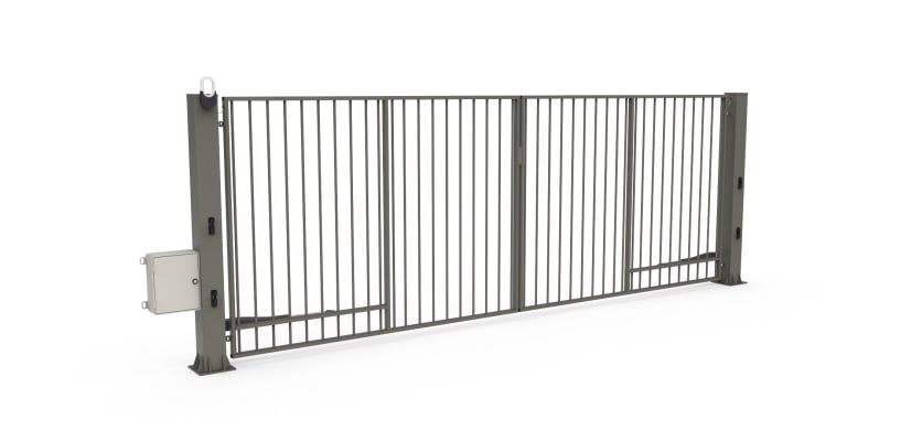 Stone Grey FFL 60D Double Leaf Vertical Bar Swing Gate with Automation Bundle