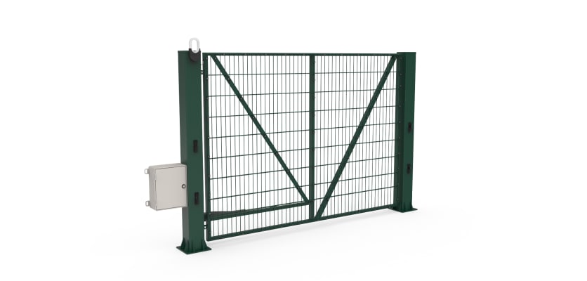 FFL 60S Single Leaf Mesh Swing Gate with Automation Bundle in Green Finish