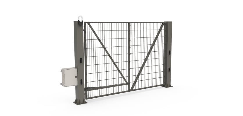 FFL 60S Single Leaf Mesh Swing Gate with Automation Bundle in Stone Grey Finish
