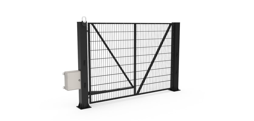 Black Version of FFL 60S Single Leaf Mesh Swing Gate with Automation Bundle