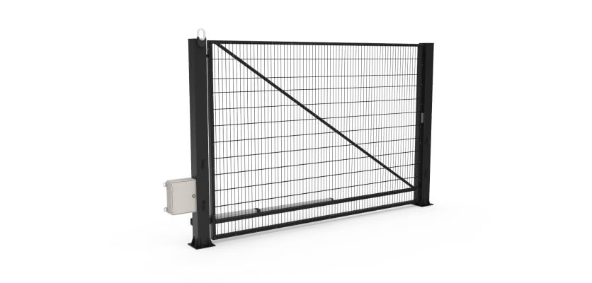 FFL 80S Single Leaf Mesh Swing Gate with Automation Bundle in Black Finish