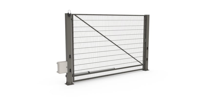 FFL 80S Single Leaf Mesh Swing Gate with Automation Bundle in Stone Grey Finish