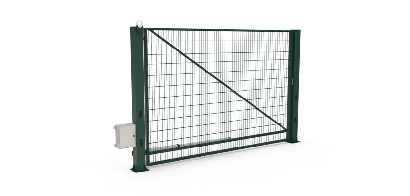 FFL 80S Single Leaf Mesh Swing Gate with Automation Bundle in Green Finish