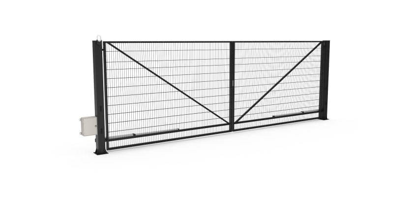 FFL 80D Double Leaf Mesh Gate With Automation Bundle in Black Finish