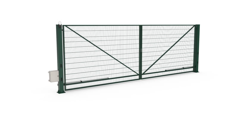 FFL 80D Double Leaf Mesh Swing Gate with Automation Bundle in Green Finish