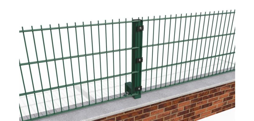 The 0.6m High 90 Degree Crank Wall Mounted 868 Mesh Fencing installed on a wall