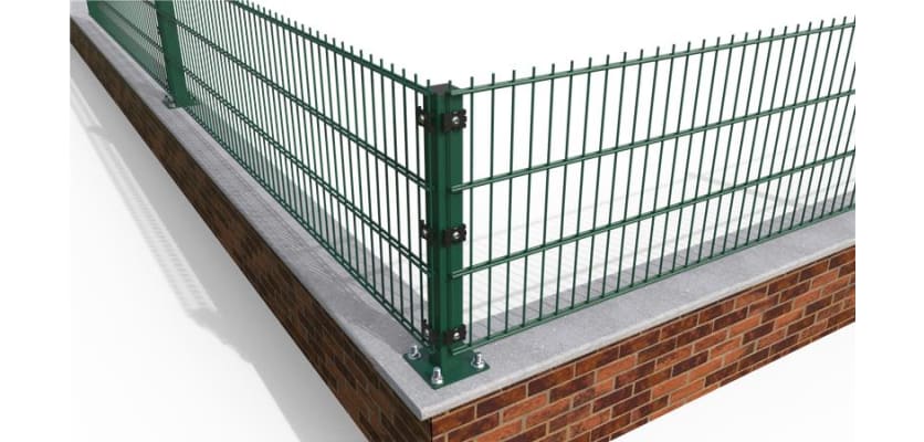 A corner of a 0.6m 90 degree Crank Wall Mounted 868 Mesh System 
