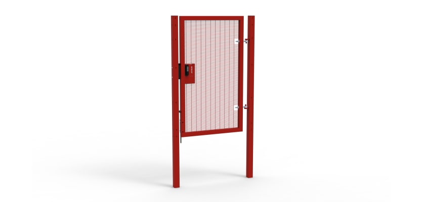 Red Apollo single leaf gate with Quick Exit Lock
