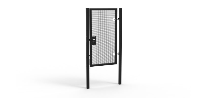 Black Apollo® 2.0m High x 1.0m Wide 358 Prison Mesh Single Leaf Gate Kit with Unislide