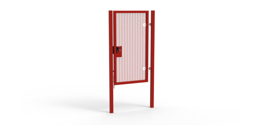 Red Apollo® 2.0m High x 1.0m Wide 358 Prison Mesh Single Leaf Gate Kit with Latch Lock Handles
