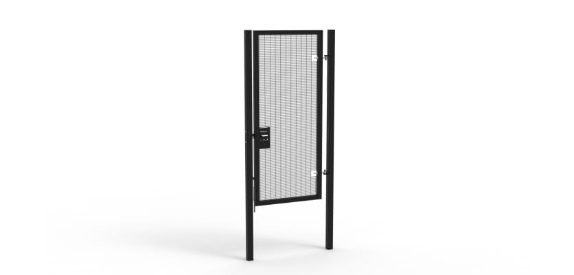 A Black 2.4m high x 1.0m Wide Single Leaf 358 Apollo Security Gate with Unislide Latch