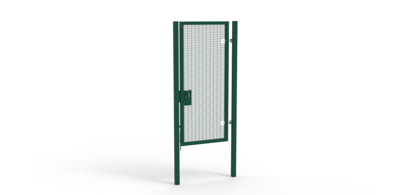 A Green 2.4m high x 1.0m Wide Single Leaf 358 Apollo Security Gate with Latch Lock Handles