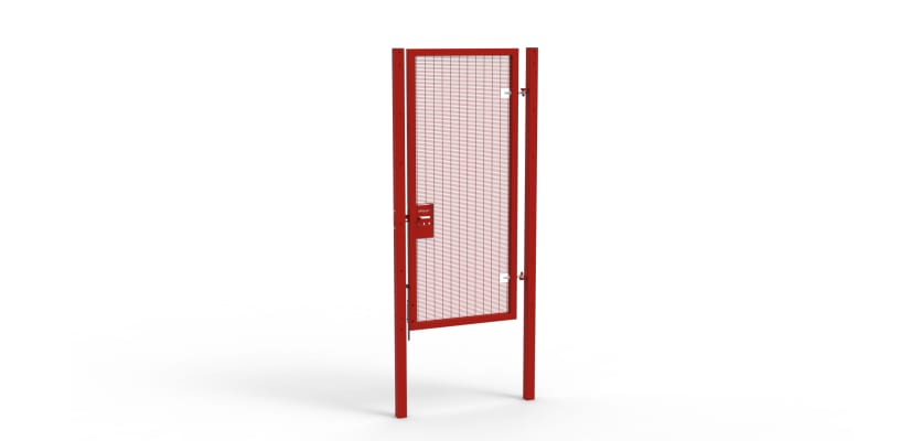 A Red 2.4m high x 1.0m Wide Single Leaf 358 Apollo Security Gate with Unislide Latch