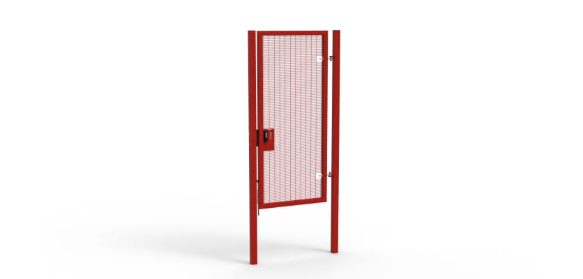 A Red 2.4m high x 1.0m Wide Single Leaf 358 Apollo Security Gate with Quick Exit Digilock