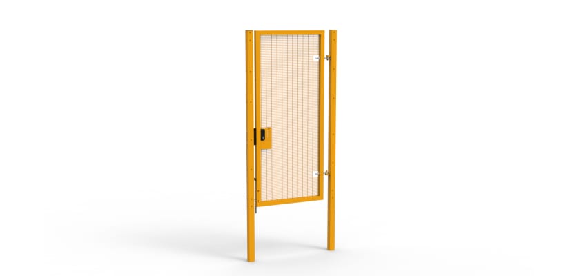 A Yellow 2.4m high x 1.0m Wide Single Leaf 358 Apollo Security Gate with Latch Lock 