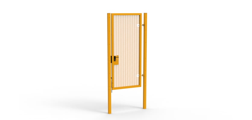 A Yellow 2.4m high x 1.0m Wide Single Leaf 358 Apollo Security Gate with Latch Lock Handles