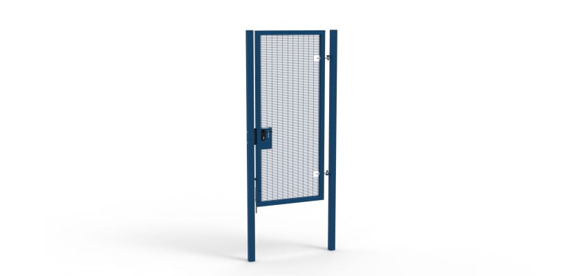 A Blue 2.4m high x 1.0m Wide Single Leaf 358 Apollo Security Gate with Latch Lock Handles