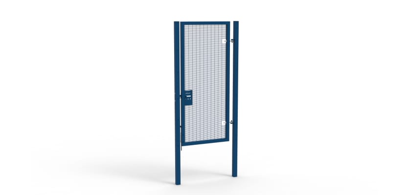 A Blue 2.4m high x 1.0m Wide Single Leaf 358 Apollo Security Gate with Unislide Latch