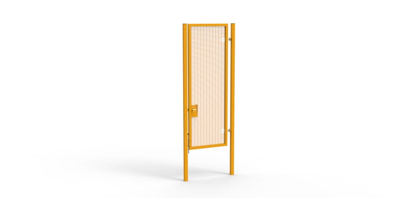 A Yellow 3.0m high x 1.0m Wide Single Leaf 358 Apollo Security Gate with Unislide Latch