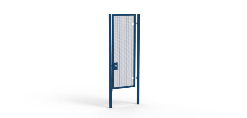 A Blue 3.0m high x 1.0m Wide Single Leaf 358 Apollo Security Gate with Unislide Latch