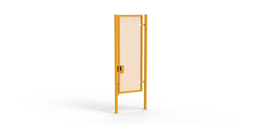 A Yellow 3.0m high x 1.0m Wide Single Leaf 358 Apollo Security Gate with Quick Exit Digilock