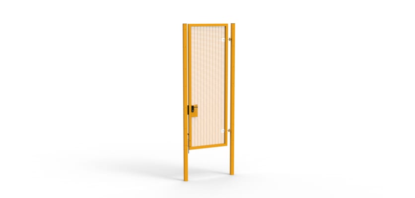 A Yellow 3.0m high x 1.0m Wide Single Leaf 358 Apollo Security Gate with Latch Lock Handles