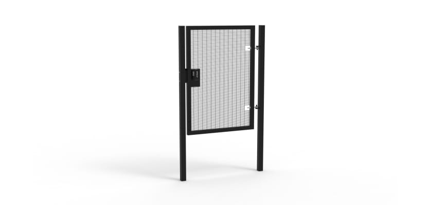 Black Apollo single leaf gate with Quick Exit Lock