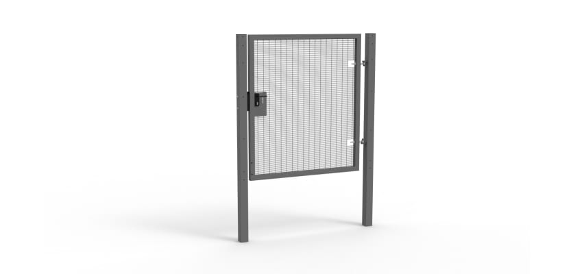 Grey Apollo® 1.8m High x 1.5m Wide 358 Prison Mesh Single Leaf Gate Kit with Latch Lock Handles
