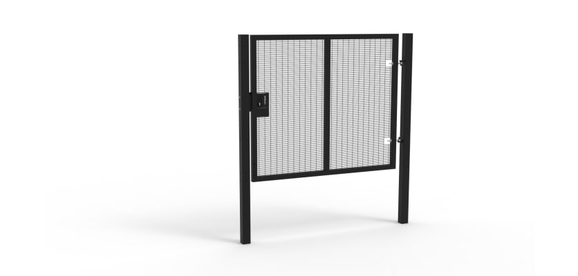 Black Apollo® 1.8m High x 2.0m Wide 358 Prison Mesh Single Leaf Gate Kit with Latch Lock
