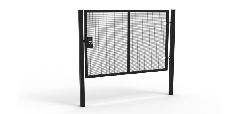 Black Apollo® 1.8m High x 2.5m Wide 358 Prison Mesh Single Leaf Gate Kit with Unislide Latch