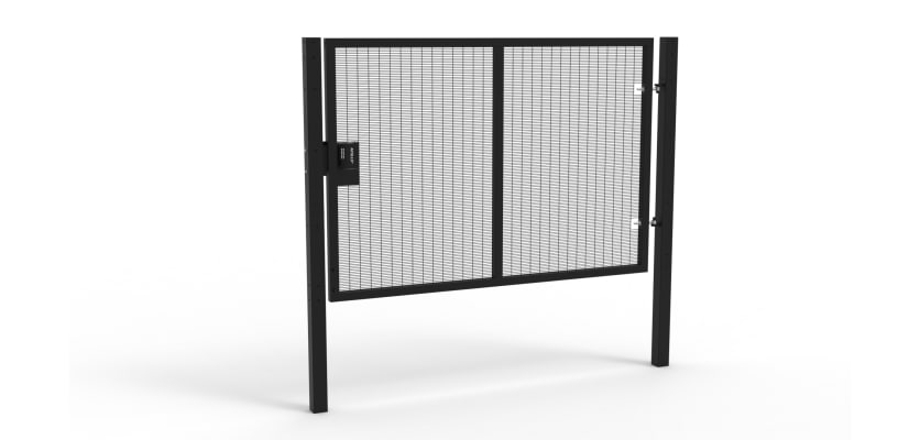Black Apollo® 1.8m High x 2.5m Wide 358 Prison Mesh Single Leaf Gate Kit with Quick Exit Digilock