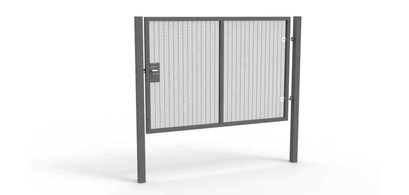 Grey Apollo® 1.8m High x 2.5m Wide 358 Prison Mesh Single Leaf Gate Kit with Unislide Latch
