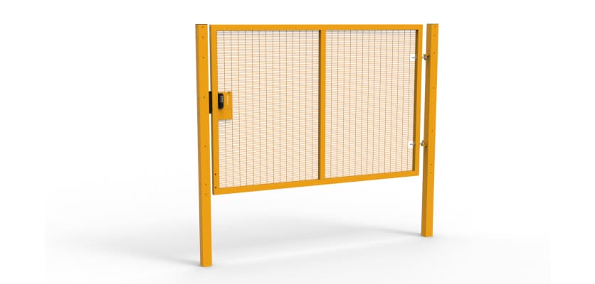 Yellow Apollo® 1.8m High x 2.5m Wide 358 Prison Mesh Single Leaf Gate Kit with Quick Exit Digilock