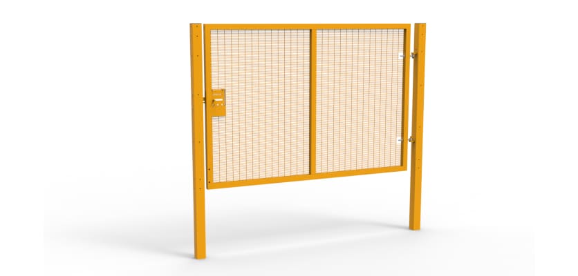 Yellow Apollo® 1.8m High x 2.5m Wide 358 Prison Mesh Single Leaf Gate Kit with Unislide Latch