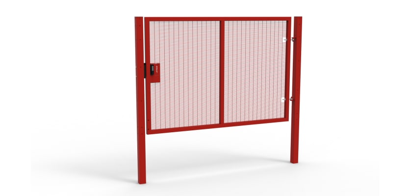 Red Apollo® 1.8m High x 2.5m Wide 358 Prison Mesh Single Leaf Gate Kit with Quick Exit Digilock