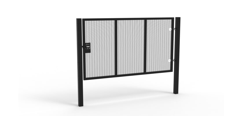 Black Apollo® 1.8m High x 3.0m Wide 358 Prison Mesh Single Leaf Gate Kit with Unislide Latch