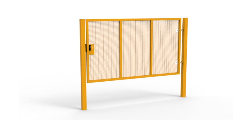 Yellow Apollo® 1.8m High x 3.0m Wide 358 Prison Mesh Single Leaf Gate Kit with Quick Exit Digilock
