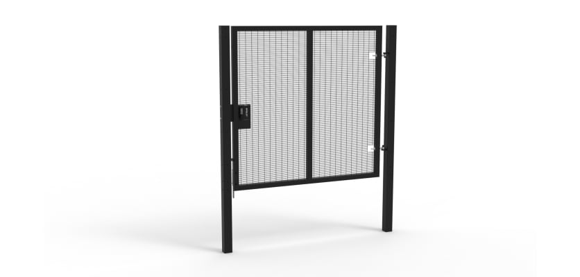 Black Apollo® 2.0m High x 2.0m Wide 358 Prison Mesh Single Gate Kit with Quick Exit Digital Lock