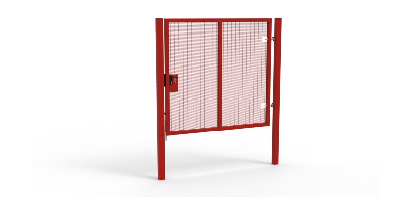 Red Apollo® 2.0m High x 2.0m Wide 358 Prison Mesh Single Pedestrian Gate Kit with Latch Lock with Handles